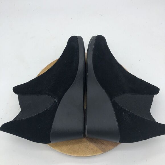 Crocs A-Leigh Ankle Boots Womens 8 Black Suede Wedge Bootie Casual Stretch - Picture 9 of 12
